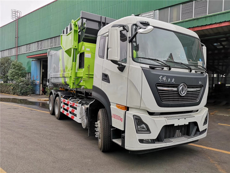 東風天錦14方壓縮垃圾車全密封型，自行壓縮、自行傾倒